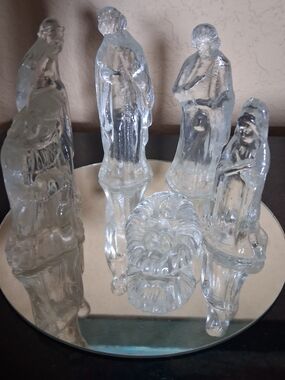 Clear Glass Nativity Figurine Set - Home Art